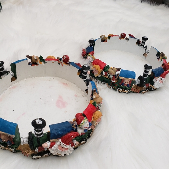 Christmas Train Pillar Candle Base Holiday Expressions 6 in Christmas Ceramic 2 - Picture 3 of 7